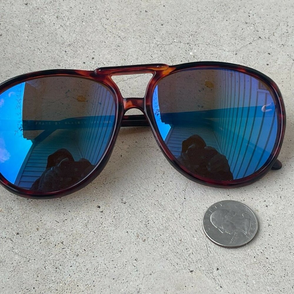 Classic Optical Men Sunglasses Blue Mirror Lenses Brown Tortoise Frame - Picture 3 of 13